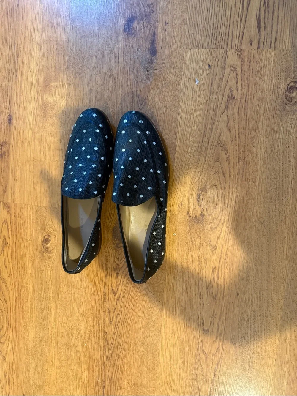 Banana Republic Black Loafers with White Dot Pattern